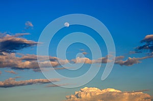 Beautiful blue sky with full moon