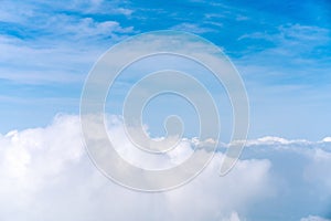 Beautiful Blue sky over white cloud view from airplane