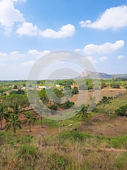 Beautiful blue sky with white cloud and rock hill, mountain in Kunigal with nature background