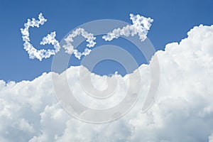 Beautiful Blue sky and white cloud. Sunny day.Cloudscape.close up the cloud.text go.go to the future concept.fight to better life