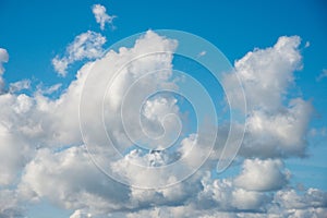 Beautiful blue sky with white clouds in autumn