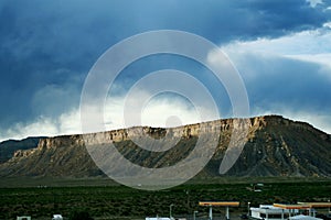 Beautiful blue sky with white clouds in Colorado, USA.