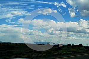 Beautiful blue sky with white clouds in Colorado, USA.