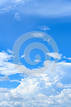 beautiful blue sky with white clouds in morning vertical composition