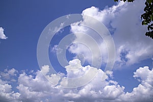 Beautiful Blue Sky With White Cloudy Dramatic Natural abstract background