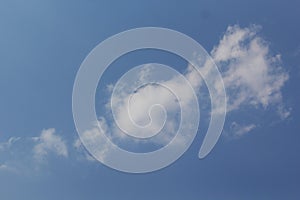 Beautiful blue sky with white fluffy clouds on a clear sunny day