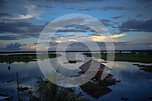 Beautiful blue sunset in the peruvian jungle