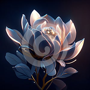 Beautiful blue water lily flower on dark background. Vector illustration generative AI