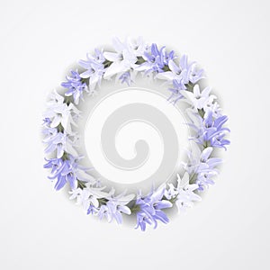 Beautiful blue wreath with lilia. Floral design for wedding, invitation and greeting cards.