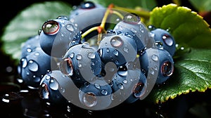 Beautiful blueberries with dew droplets