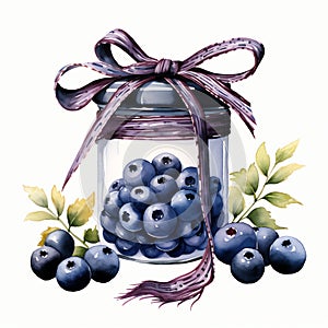 beautiful blueberry jam jar clipart illustration