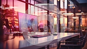 Beautiful blurred background of a light modern office interior