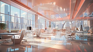 Beautiful blurred background of a light modern office interior