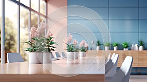 Beautiful blurred background of a light modern office interior