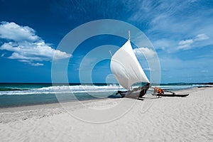 Beautiful boat in the beach in Trincomalee