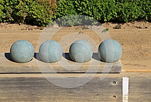 Beautiful bocce balls at the ready