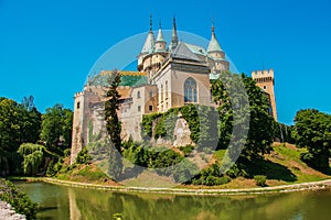 Beautiful Bojnice castle in Slovakia, Central Europe, UNESCO. Medieval architectural monument