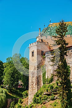 Beautiful Bojnice castle in Slovakia, Central Europe, UNESCO. Medieval architectural monument