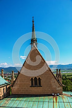 Krásný Bojnický zámek na Slovensku, střední Evropa, UNESCO. Středověká architektonická památka