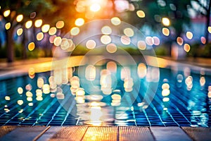 Bokeh light background in the pool photo
