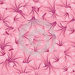 Beautiful bold vector pink petunia flower seamless pattern background