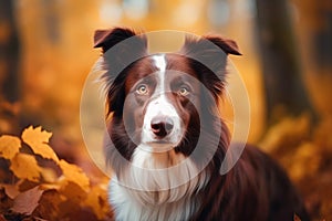 Beautiful Border Collie Outdoors in an Autumnal Park.