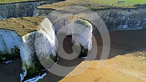 Beautiful Botany Bay and chalk rocks in England from above