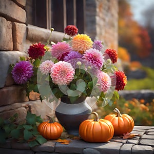 Beautiful bouquet of autumn flowers