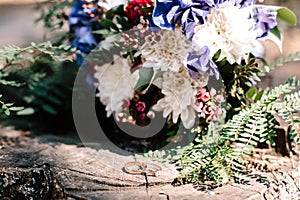 Beautiful bouquet of blue flowers