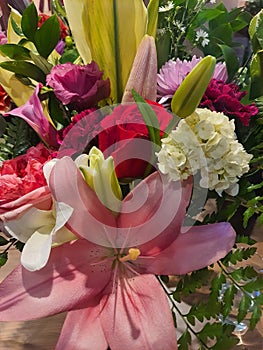 Beautiful bouquet of colorful blooming flowers, full screen. photo