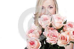Beautiful bouquet of fresh fragrant pink roses