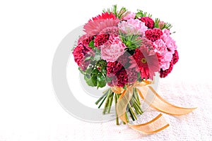 Beautiful bouquet of mixed flowers on white