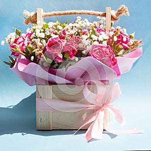 a beautiful bouquet of pink roses. Bouquet for birthday, wedding, Valentine& x27;s day