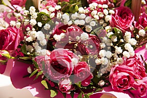 a beautiful bouquet of pink roses. Bouquet for birthday, wedding, Valentine's day