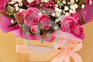 a beautiful bouquet of pink roses. Bouquet for birthday, wedding, Valentine's day