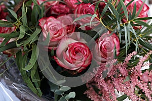 Beautiful bouquet of red roses