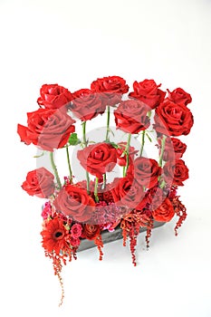 Beautiful bouquet of red roses isolate on white