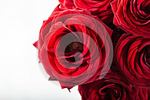 Beautiful bouquet of red roses, love and romance concept