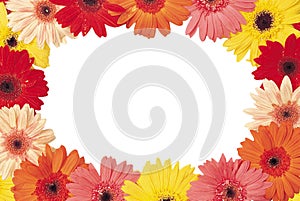beautiful bouquet of red and yellow flowers on a white background there is a place for text photo