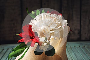 Beautiful bouquet Roses from mastic, good flowers made of sugar photo