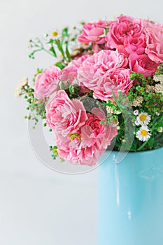 Beautiful bouquet of roses in vase