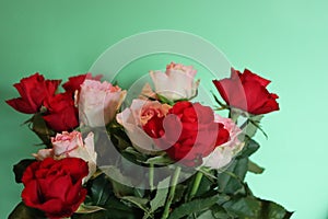 Beautiful bouquet of satin flowers aroma colors love detail photo
