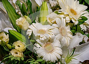 Beautiful bouquet of white and green flower