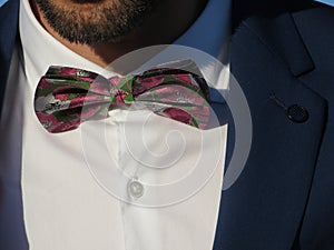 Beautiful bow tie of a knight of intense colors and very discreet