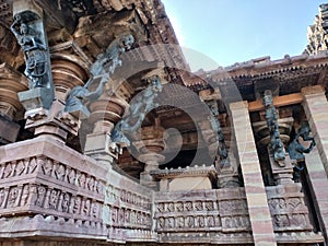 Beautiful Bracket Figures at the Ramappa Temple on maha Mandapa, Warangal, Telangana, Bharat