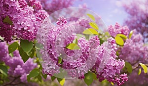 Beautiful branch of lilac flowers, natural background, lovely landscape of nature