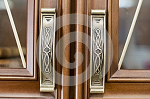 Beautiful brass door handle inside the house