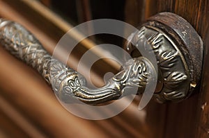 Beautiful brass door handle inside the house