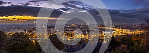 Beautiful breathtaking evening panoramic cityscape of the majestic famous ancient italian city of Turin