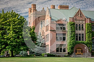 Beautiful brick Administration building on an Idaho campus